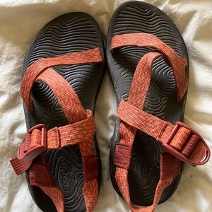 Chaco Orange-Red Webbing Sandals